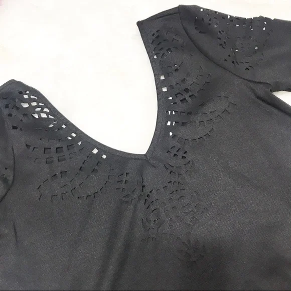 Kimchi Blue Laser Cut Black Crop Top - Picture 5 of 6